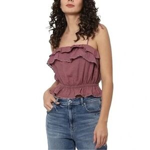 American Eagle Tie-Strap Crop Tank Top Lg Cottage Festival‎ Cowgirl Eyelet Linen